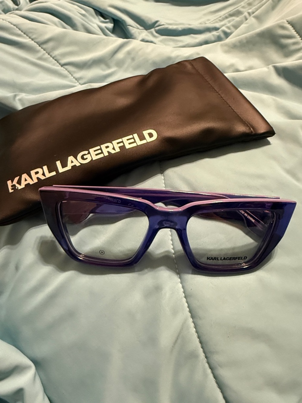 Karl Lagerfeld Purple Translucent Cat-Eye Prescription Glasses